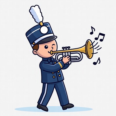 Boy marching band trumpet player