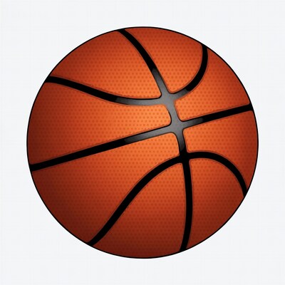 Orange basketball on white background