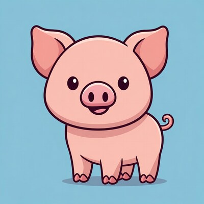 Cute pink pig illustration
