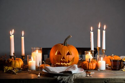 Jack-o'-lantern on Halloween Table