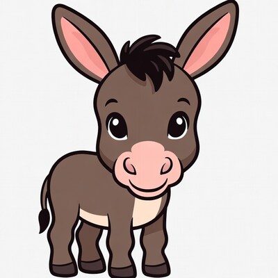 Cute cartoon baby donkey