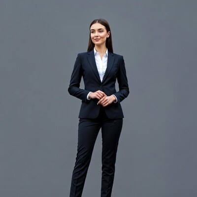 Woman in navy business suit