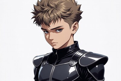 Anime boy in black armor