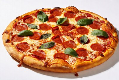 Pepperoni Pizza with Basil