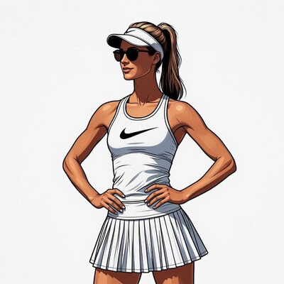 Athletic woman in Nike tennis outfit
