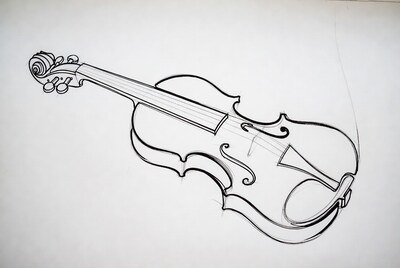 Line drawing violin illustration