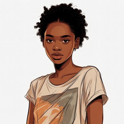 African-American woman with curly hair