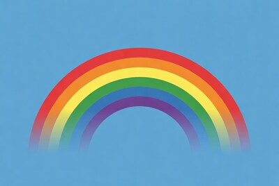 Colorful Rainbow on Blue Sky