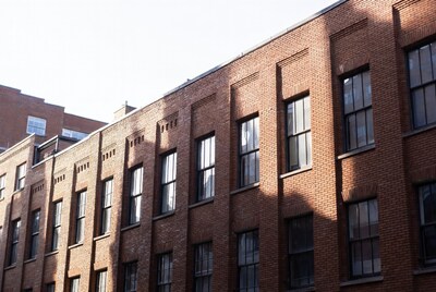 Red Brick Row Houses with Windows