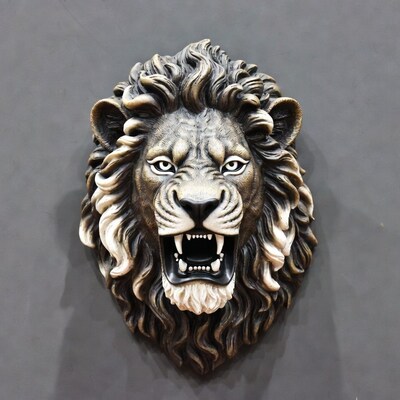 Roaring Lion Head Wall Sculpture