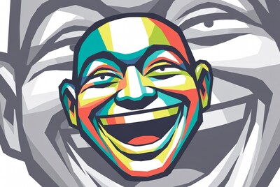 Colorful Geometric Laughing Man Face