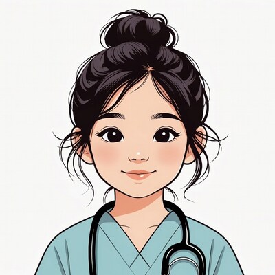 Asian nurse with stethoscope illustration