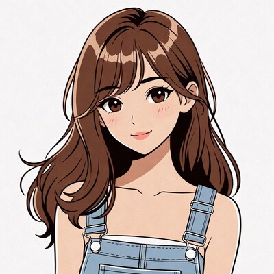 Anime girl in blue overalls