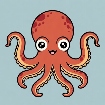 Cute cartoon orange octopus