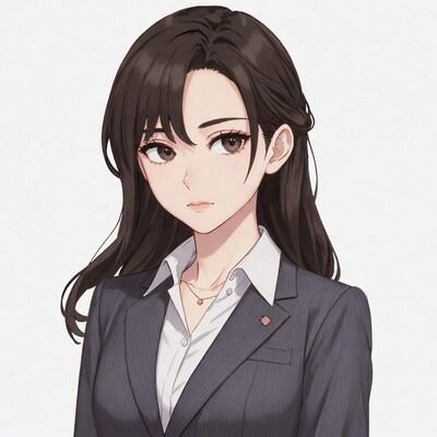Anime woman in navy suit