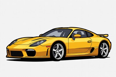 Yellow Porsche Sports Car Illustration