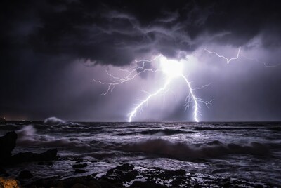 Lightning Storm Over Ocean
