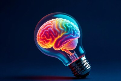 Colorful Brain Inside Lightbulb