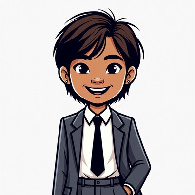 Smiling Asian boy in suit