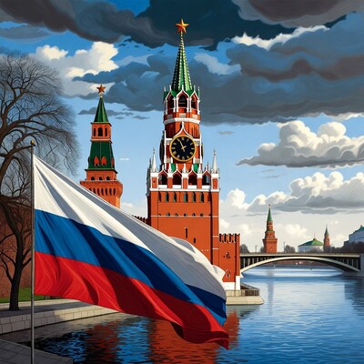 Russian Flag with Spasskaya Tower