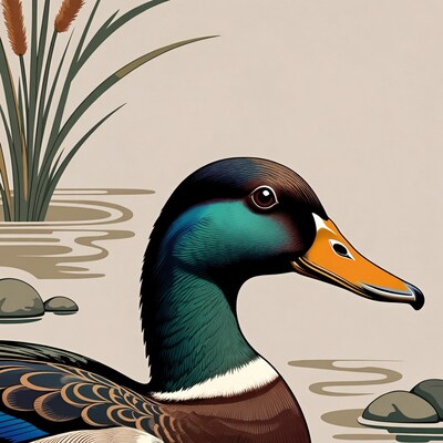 Mallard Duck in Reeds
