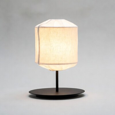 Fabric table lamp on gray background