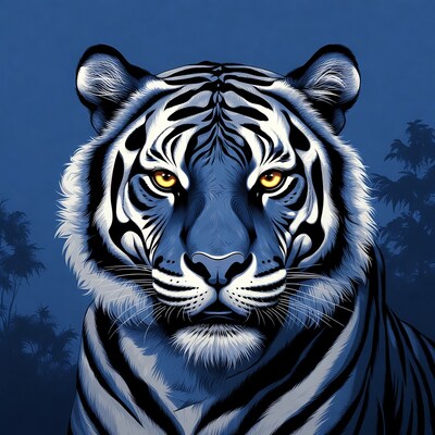 Blue tiger with yellow eyes