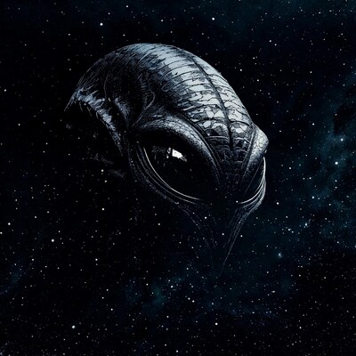 Alien Head in Starry Space