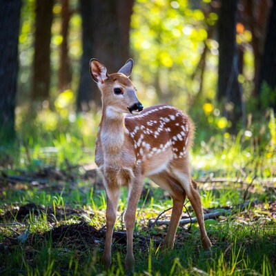 Baby fawn in forest
