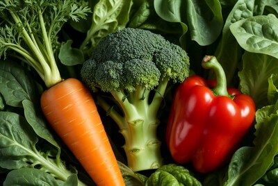 Fresh carrot broccoli red pepper
