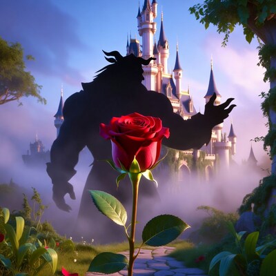 Beauty and the Beast Rose with Beast Shadow