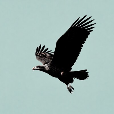 Bald eagle flying with wings spread