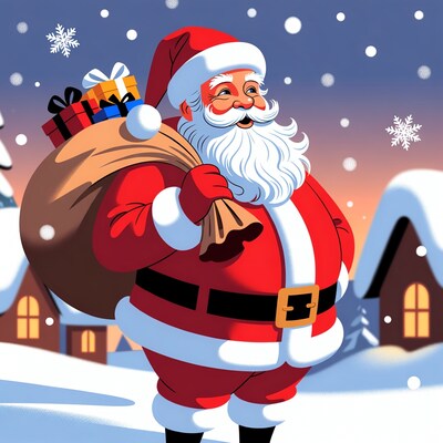 Santa Claus with sack of gifts