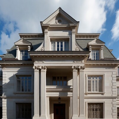Luxury Mansion with Columns and Mansard Roof