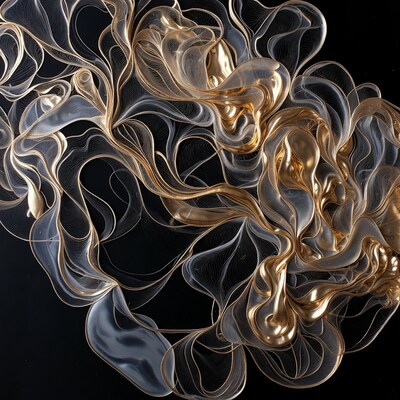 Abstract Gold and Transparent Waves