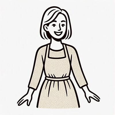 Smiling woman in apron illustration