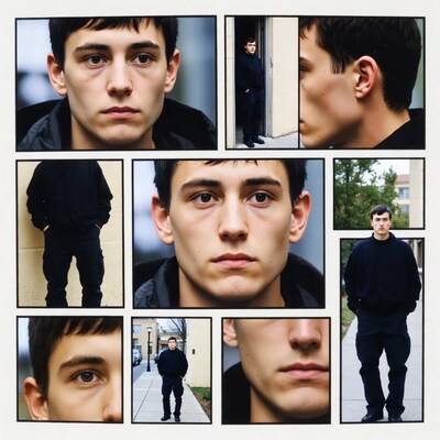Young man in black hoodie close-ups