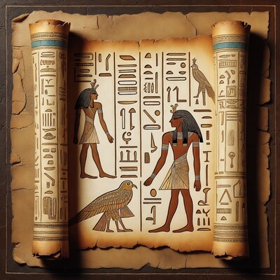 Ancient Egyptian Papyrus Scroll Illustration