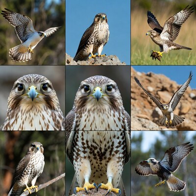 Collage of Flying and Perched Kestrels