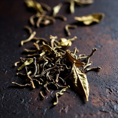 Loose Black Tea Leaves on Dark Surface