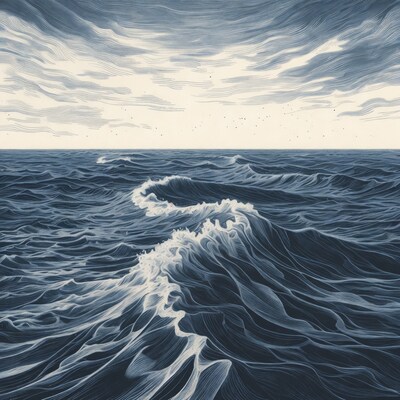 Stormy Ocean Waves Illustration