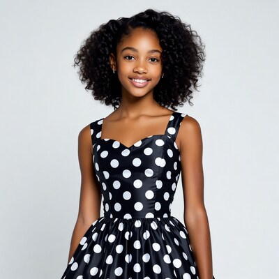 African-American girl in polka dot dress