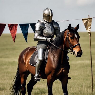 Knight in shining armor on horse