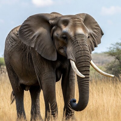 African elephant in savanna grass
