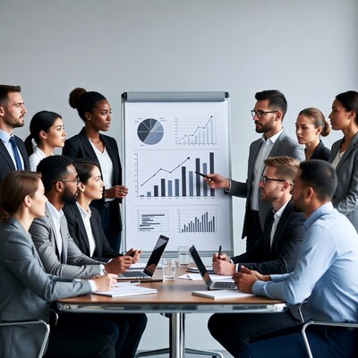 Diverse team business meeting presentation