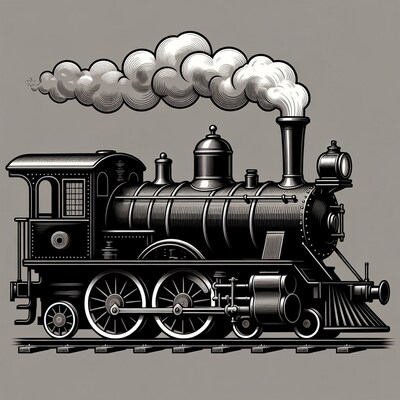 Vintage Steam Locomotive Illustration