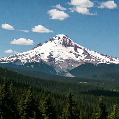 Mount Hood Snowy Peak Forest View