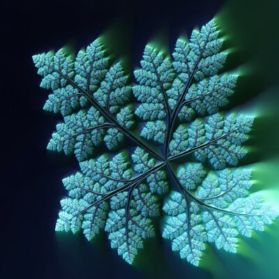 Glowing Teal Fractal Fern