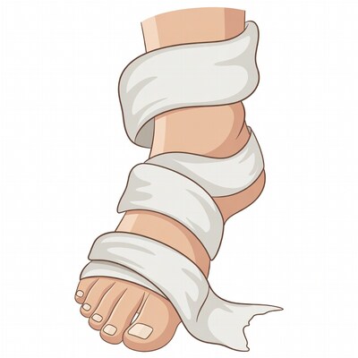 Bandaged foot illustration