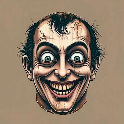 Creepy Grinning Man Illustration